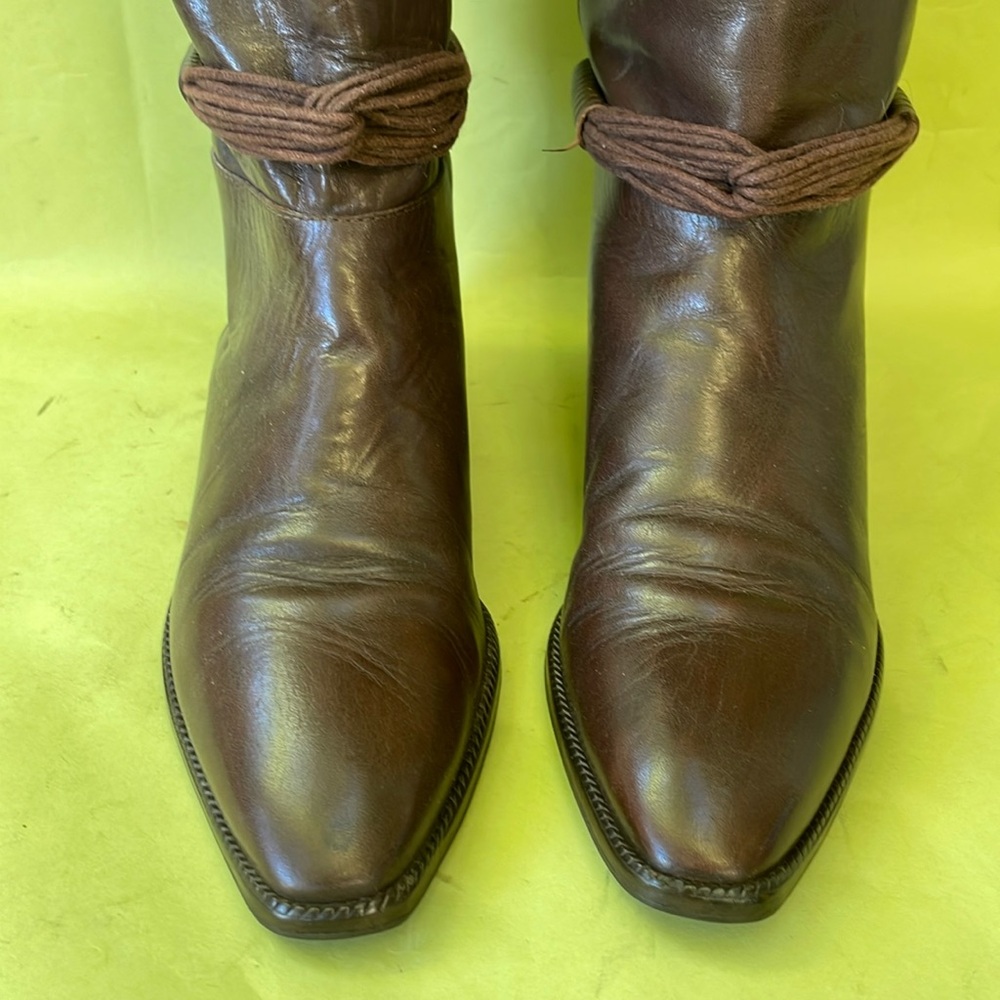 Vintage dark brown Flex distressed leather pull on riding boots - Picture 4 of 10